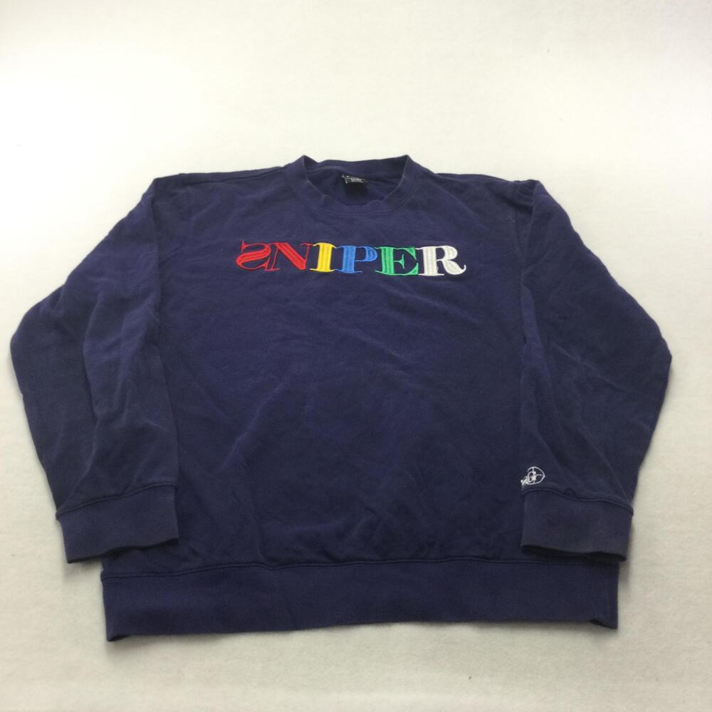 Sniper Gang Sweatshirt Mens 2XL Blue Fleece Crewneck Pullover Graphic Logo